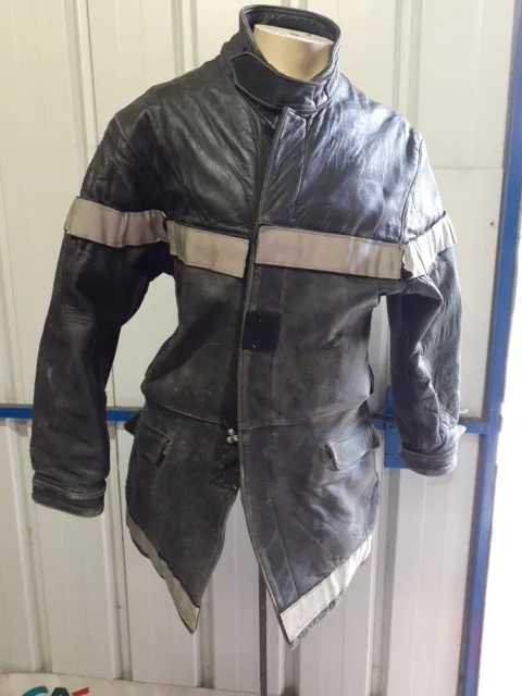 Veste Cuir Pompier Feux Ancienne Obsolète 96 M