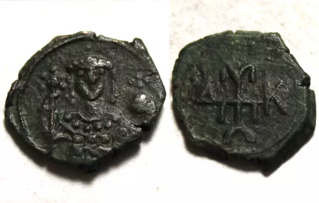 Rare genuine ancient BYZANTINE coin 1/2TETARTERON Manuel Comnenus cross monogram