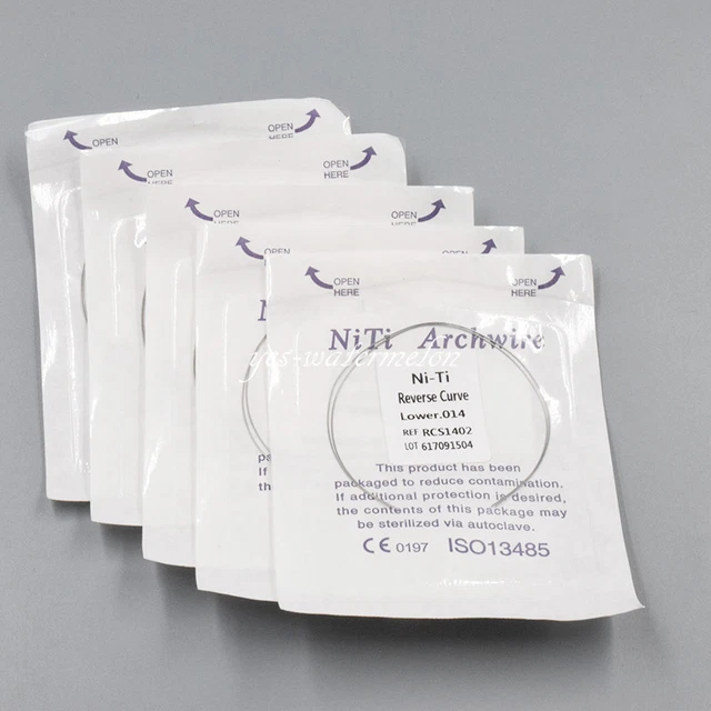 10 PACKS DE fils d'arc orthodontique dentaire courbe inverse rond Niti ...