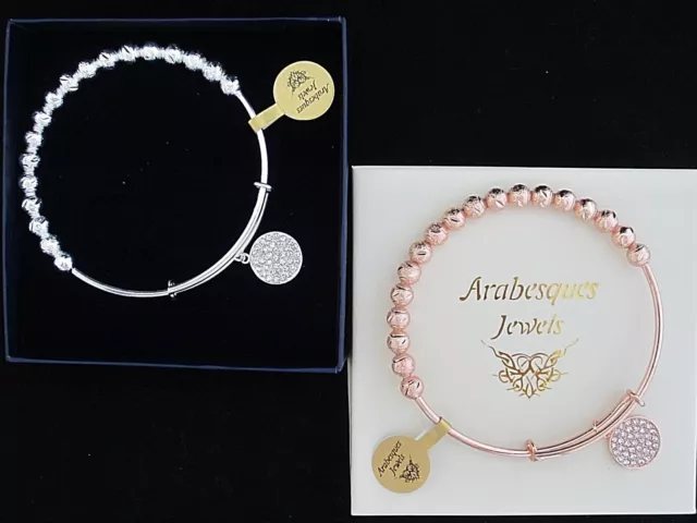 Arabesken Juwelen Kristall/Perlen Charms Armreif/Armband Echt Mi Sterlina Milano