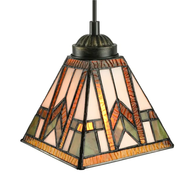 Tiffany Style Stained Glass Hanging Ceiling Light Mission Pendant Lamp Fixture