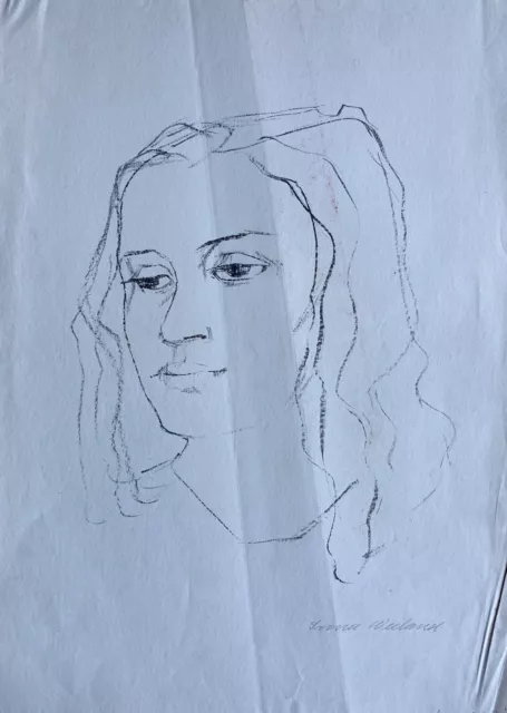Quadro disegno 24x33 matita carta viso donna ragazza ritratto