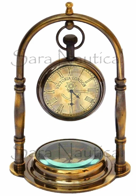 Nautisch Antik Maritim Messing Schreibtisch Uhr Mit Kompass Wohndeko Taschenuhr