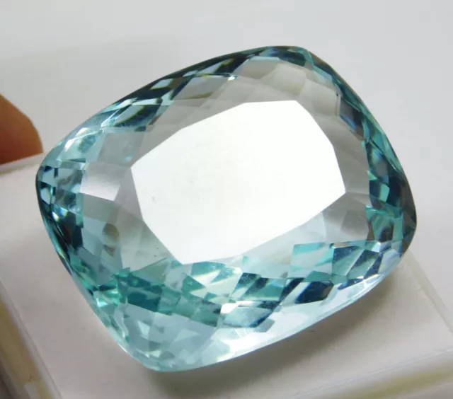 120.70 Ct Natural Translucent Cushion Cut Ocean Blue Aquamarine Loose Gemstone