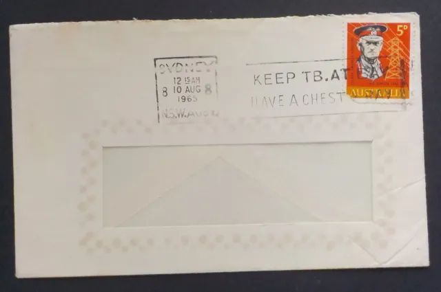 1965 Sydney 8 Machine Postmark Slogan Cover.Keep TB at Bay(LotE723p)Free Post