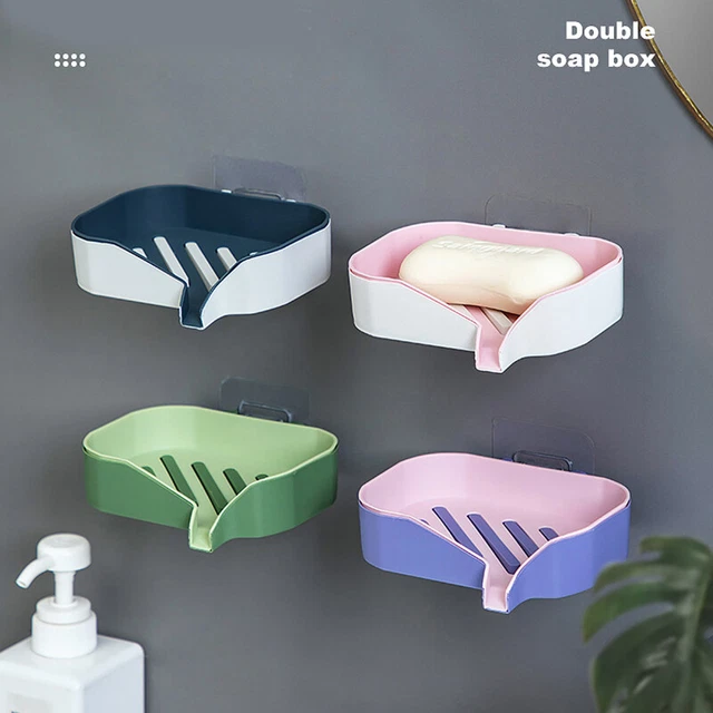 Strong Suction Soap Dish Holder Bathroom Shower Bath Net Drain Case Tray Box DIY