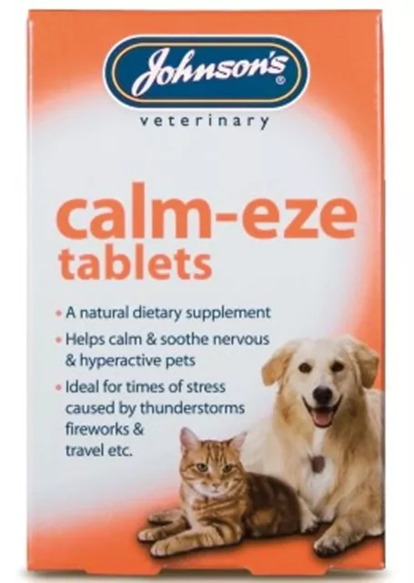 Johnsons Calm-Eze 72 Tablets (2X36) Nervous Soothes Hyper Active Dog Cat Remedy