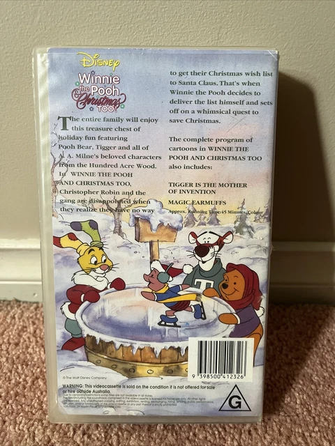 WINNIE THE POOH And Christmas Too VHS VIDEO TAPE (Walt Disney kids ...