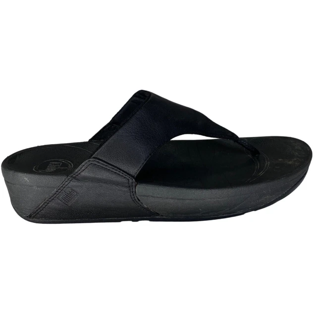 Fitflop MicroWobbleboard Thong Platform Wedge Sandals Womens Sz 10 Black 288-001