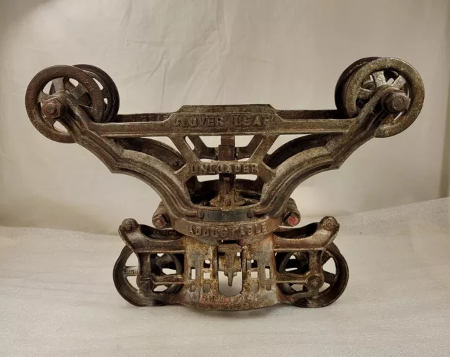 Vintage Cast Iron Myers Cloverleaf Hay Trolley Barn Pulley Tool (Original Tag)