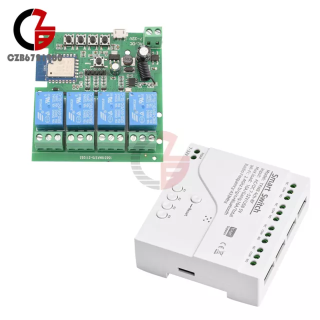 Micro USB5V/DC7-32V 4Ch Wifi Remote Control Relay Switch Module For Tuya APP New
