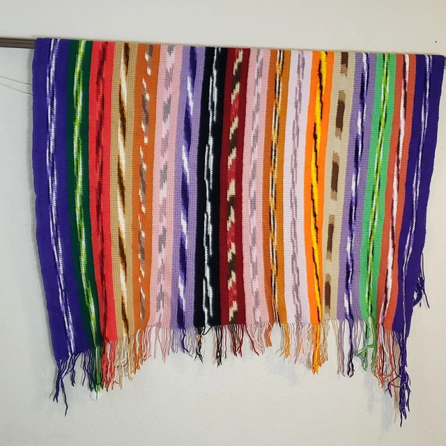 Manta afgana de ganchillo vintage diseño multicolor con flecos de 60"" x 54