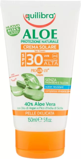 Equilibra Crema Solare Spf 30 Aloe Vera Latte di Mandorla PELLE DELICATA 150mL