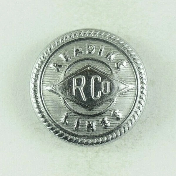 VINTAGE READING LINES Railroad Company Original Uniform Button 3 F13BT