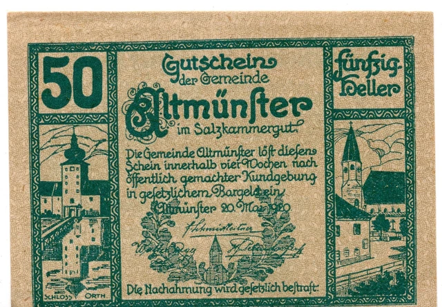 1920 Austria Notgeld Municipality of Altmünster 50 Heller (B265)