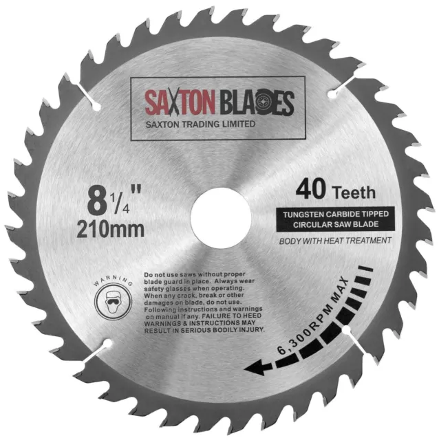 Saxton TCT Circular Wood Saw Blade 210mm x 30mm x 40T for Bosch Makita Festool