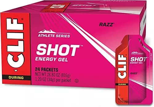 CLIF SHOT - Energy Gels - Razz - Non-GMO - Non-Caffeinated - Fast Carbs for E...