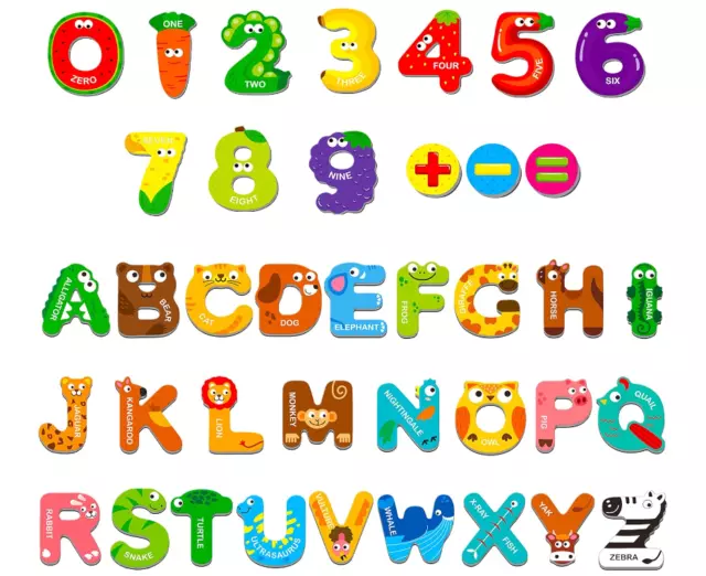 Magnetic Letters Numbers Alphabet Colorful Animal Plastic Fridge Magnets Abc 123