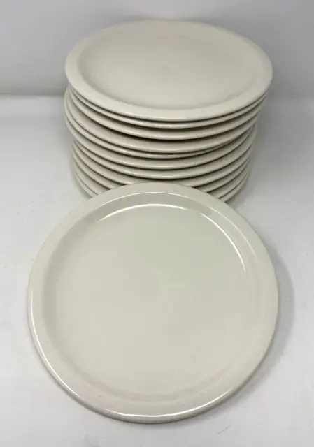6 Vintage Buffalo China Plain Off White Restaurant Ware 9" Dinner Plates Dish