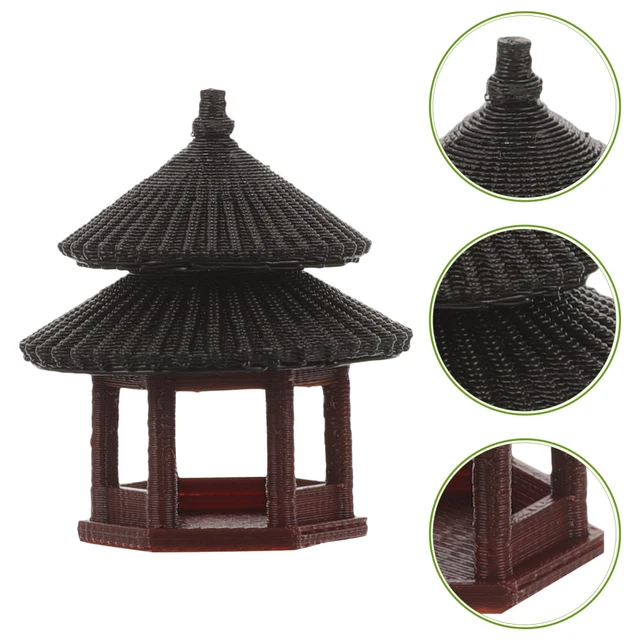 Micro Landscape Gazebo Mini Pagoda Statue Zen Pavilion Figurine Accessories