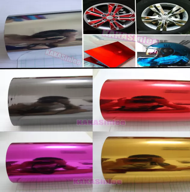 All Sizes - DIY Glossy Mirror Chrome Vinyl Sticker for Car Phone Laptop Wrap CF