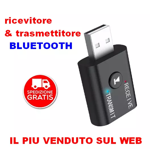 Trasmettitore e Ricevitore Wireless 4in1 Audio Adattatore Stereo Bluetooth AUX