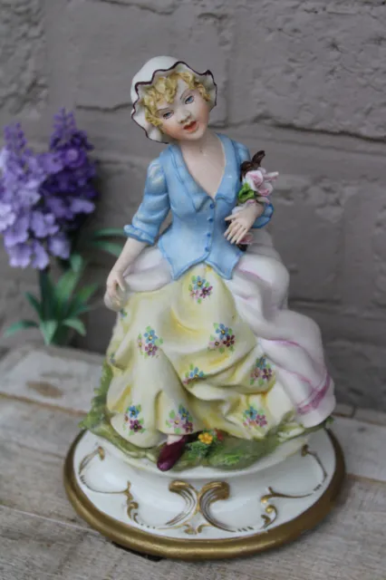 Vintage italian capodimonte porcelain girl figurine statue marked