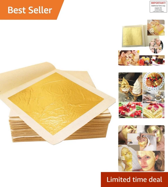 PURE 24K EDIBLE Gold Leaf Sheets - 20 Sheets for Culinary & Artistic ...
