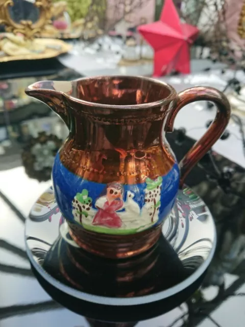 Beautiful 19th Century Staffordshire Copper Lustre Pottery Milk Jug Circa 1840