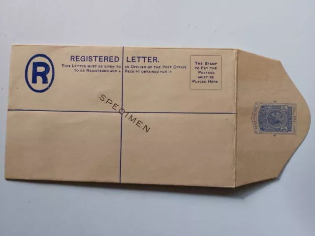 St Lucia George V1, Registered Letter, SPECIMEN, unused