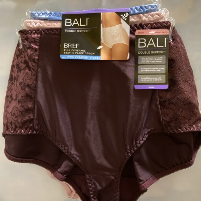 3 PACK BALI 10/3XL Light Tummy CONTROL Double Support Nylon Hi-cut BRIEF  Panties $14.99 - PicClick