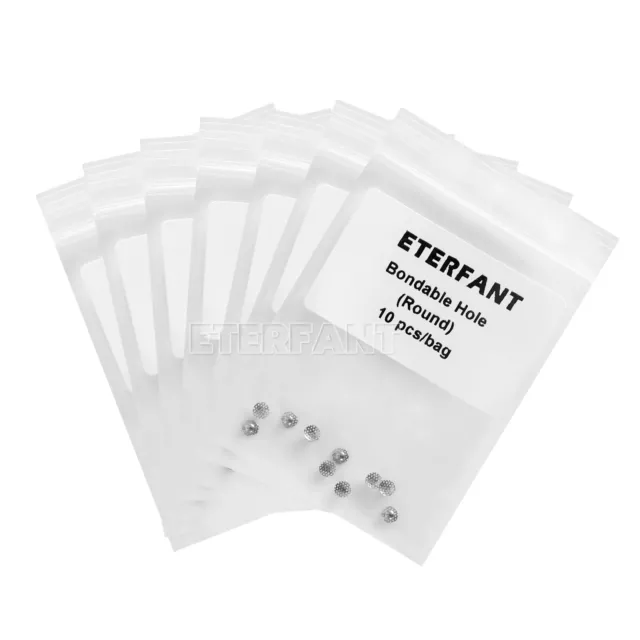 5XETERFANT Dental Orthodontic Bondable Lingual Buttons Round Mesh Base W/ Holes