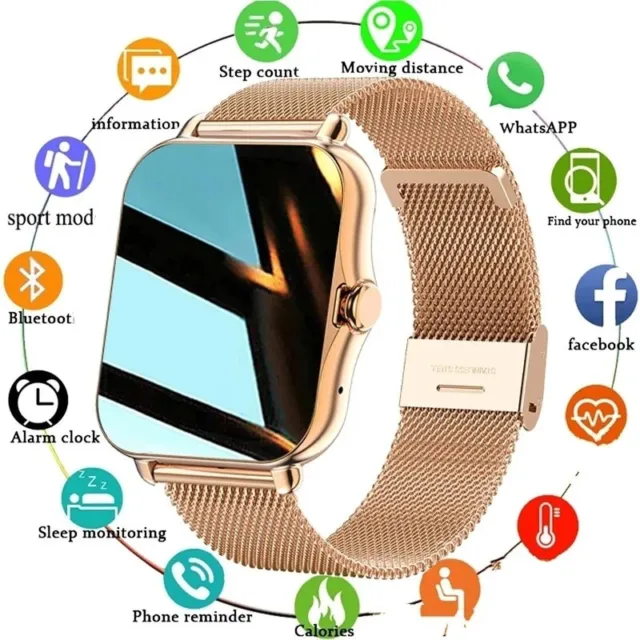 Men Women Smart Watch Full Touch Screen Fitness Tracker Bluetooth Call Gift