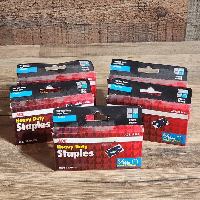 Ace 5/16" Heavy Duty POWER CROWN Staples - Fits Bostitch - 5 Boxes Of 1000