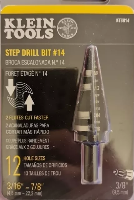 *BRAND NEW* - Klein Tools KTSB14 Step Drill Bit #14  12 Hole Sizes (FREE SHIP)