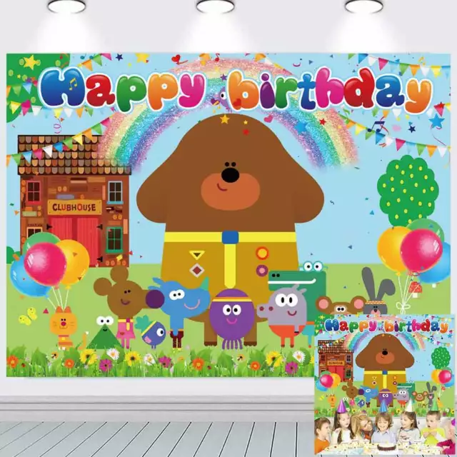 Hey Duggee Birthday Backdrop Banner Background Cartoon Party Decoration 7x5ft