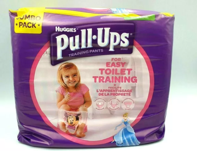 124 Huggies Pull-Ups Girls Medium Toilet Potty Training 10-18kg 4Packs x 31 each 2