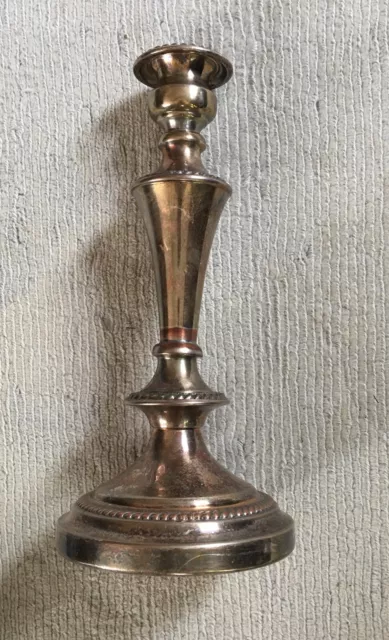 Vintage 1950s 12"T Candle Holder marked English Silver Made in USA 5.5"D on Base