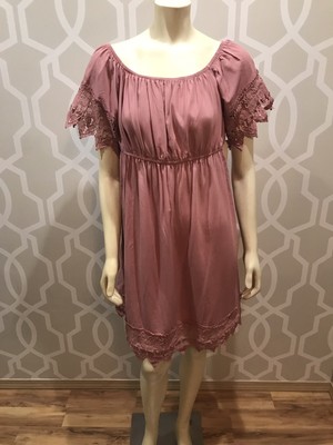Haute Monde Maternity Dress Size XL X Large Rose Pink Short Sleeve Lace Trim Nwt