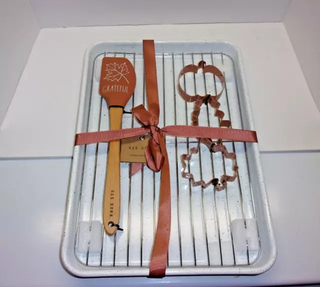 NWT Rae Dunn 6Pc Grateful Baking Set Cookie Cutters Spatula Cookie Sheet & Rack