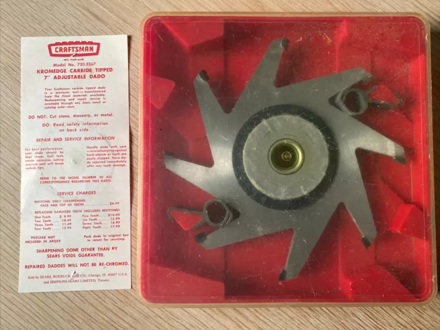 Vintage CRAFTSMAN 7" Kromedge Carbide Tip Adjustable Dado Blade Set Vintage CRAFTSMAN 7" Kromedge Carbide Tip Adjustable Dado Blade Set