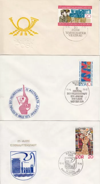 DDR FDC Mi.-Nr. 2043, 2044 und 2053, 3 FDC mit EF