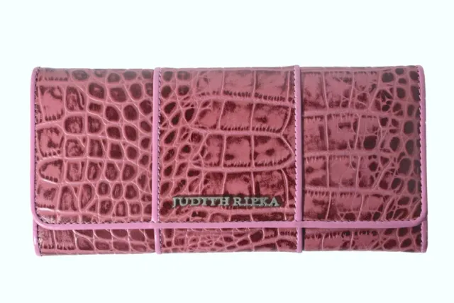 Judith Ripka Clutch Wallet Genuine Croco Embossed Leather