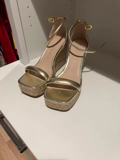 Stuart Weitzman Gold Wedge Sandals size 11