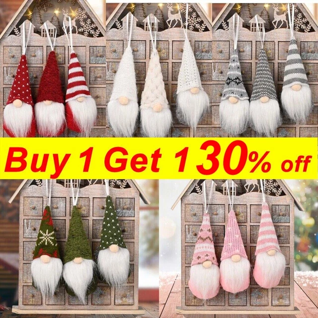 3pcs Christmas Tree Hanging Gnome Plush Gonk Santa Dolls Pendants Xmas Ornaments