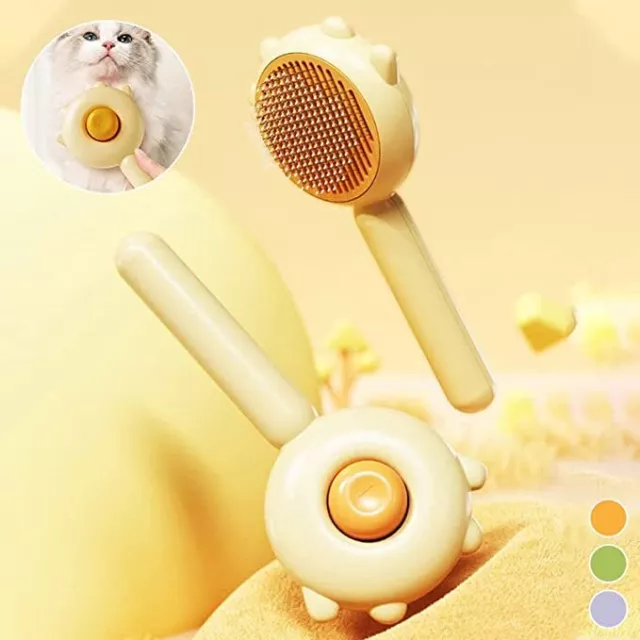 Pet Dog Cat Clean Grooming Self Cleaning Slicker Brush Massage Hair Remover Comb