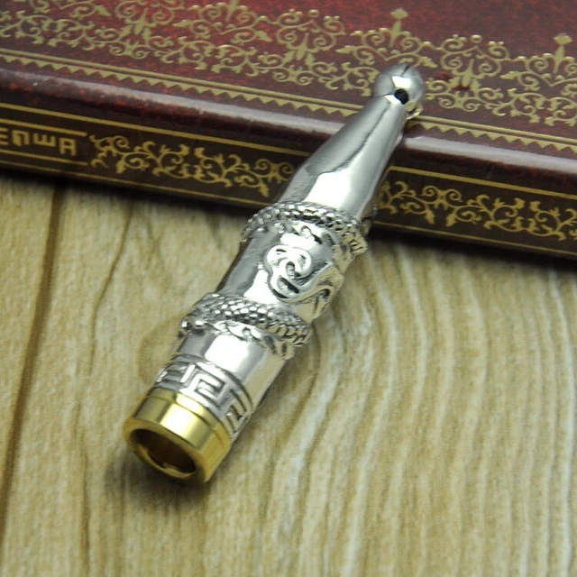 Genuine 990 Fine Silver Cigarette Holder Dragon Pattern Stamp 足银990 28g