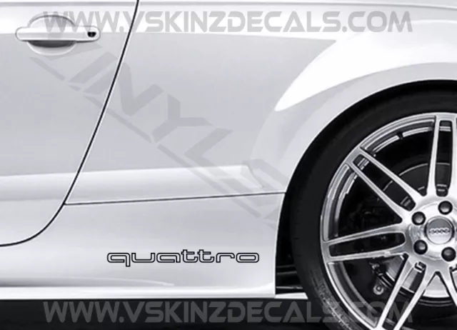 2x Audi Quattro Logo Outline Premium Cast Skirt Decals Stickers A5 S-line TT RS