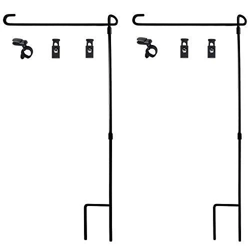 Garden Flag Stand, Premium Garden Flag Pole Holder Metal Wrought Iron Powder-...