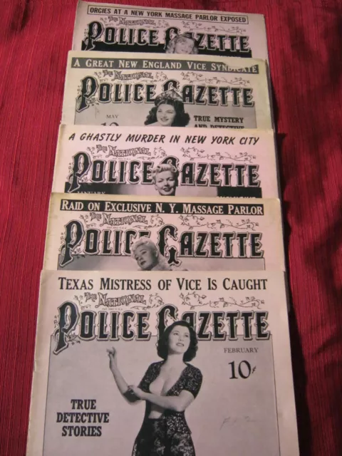 Five (5) National Police Gazette, Feb 1941, May 1941, Oct 1940, Dec 1941, Jan 42